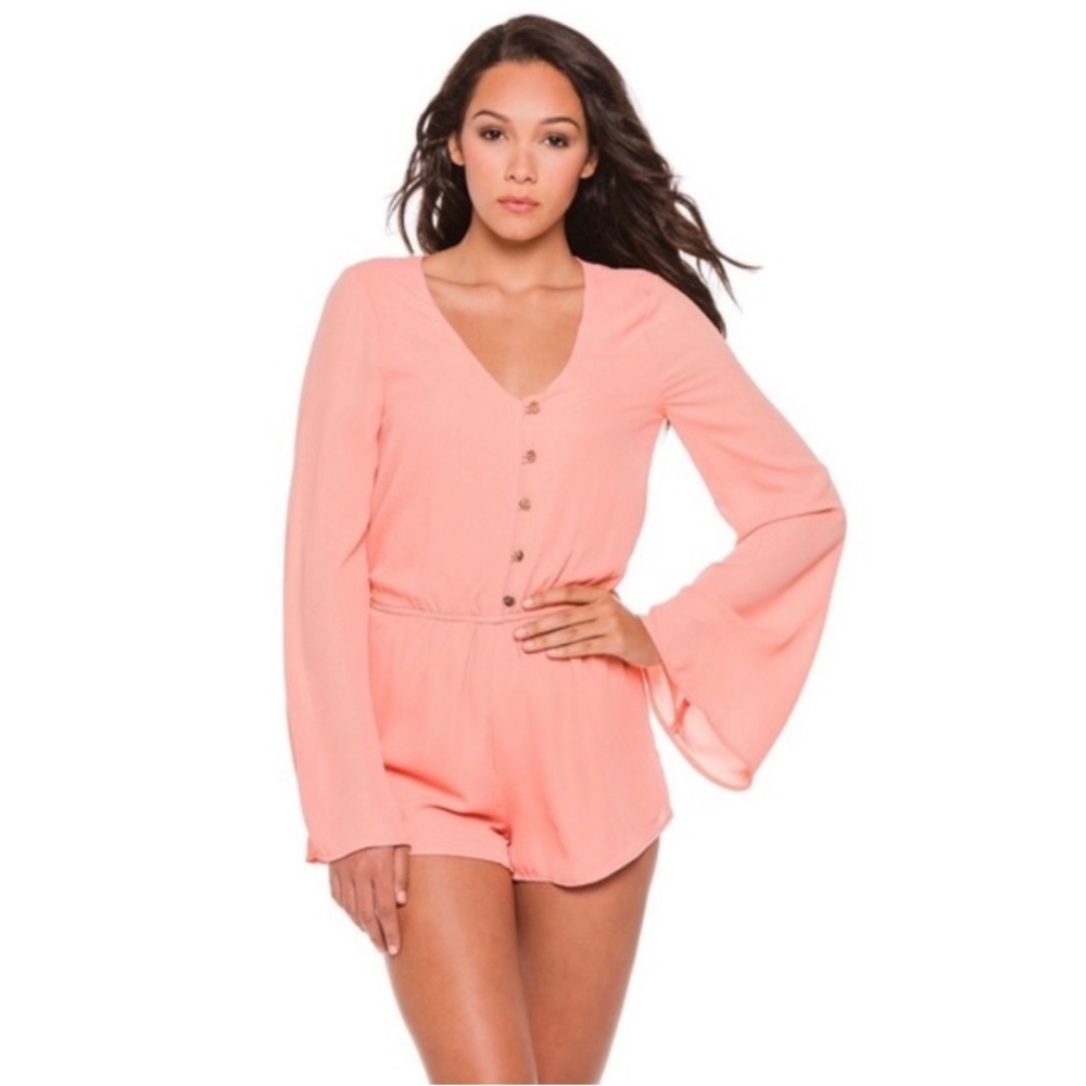 Show Me Your MuMu Red Rock Romper in Peachy Keen size M SMYM